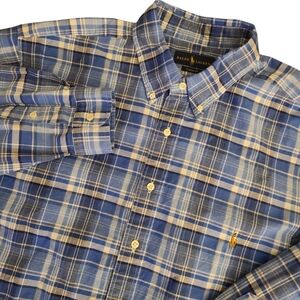Ralph Lauren Polo Men's 2XB Blue Plaid Long Sleeve Button Up Shirt